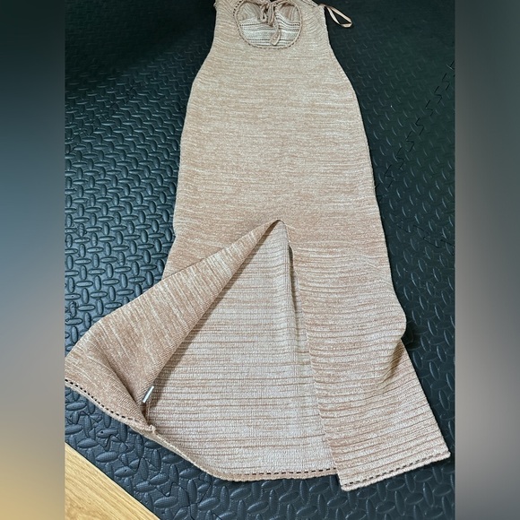Torn BY Ronny Kobo Size Small Tan/Cream Knit Maxi Dress - Picture 3 of 8